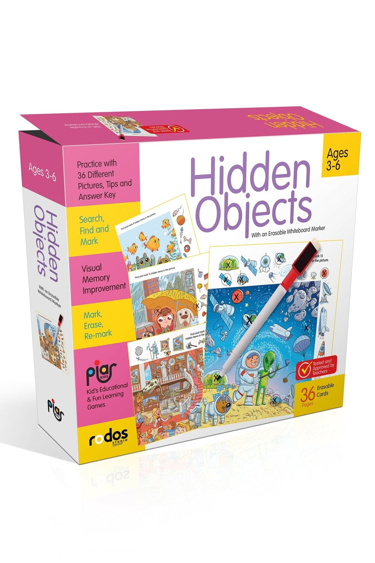 Piar Kids Hidden Objects / Practice With 36 Different Pictures / Search, Find And Mark / Ages 3-6 / 3114