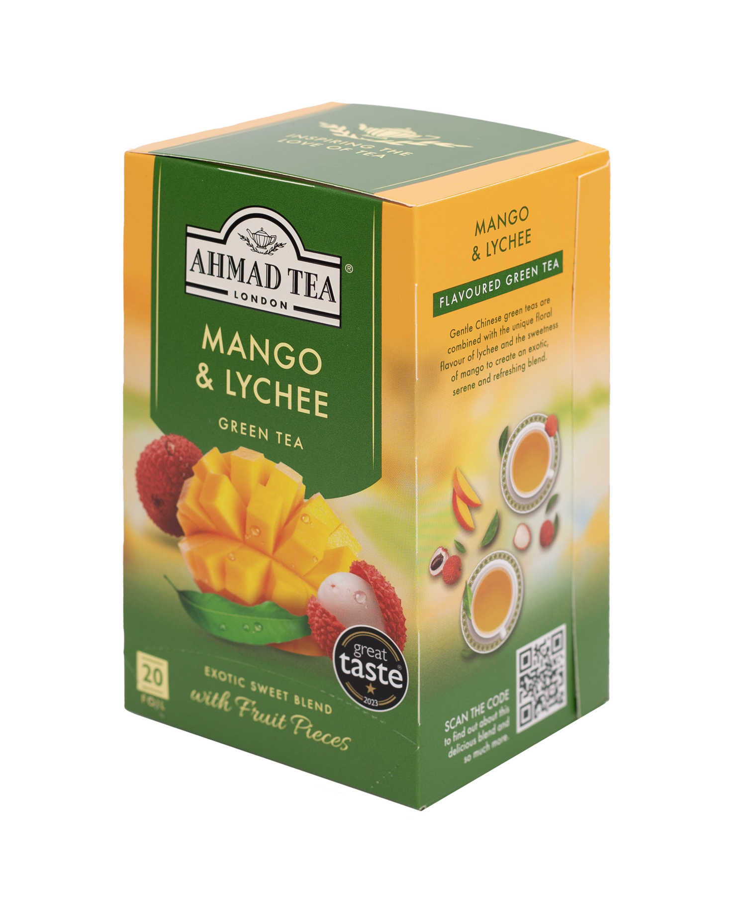Mango ve Liçi - Yeşil Çay | 20'lik Çay Poşeti | Ahmad Tea