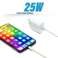 Fast Adaptive Wall Charger, Adapter, 25W for iPhone 13, 13 Pro, 12,12 Pro,12 Mini, X, XR, XS, iPad, Ultra Fast with 3' Cable