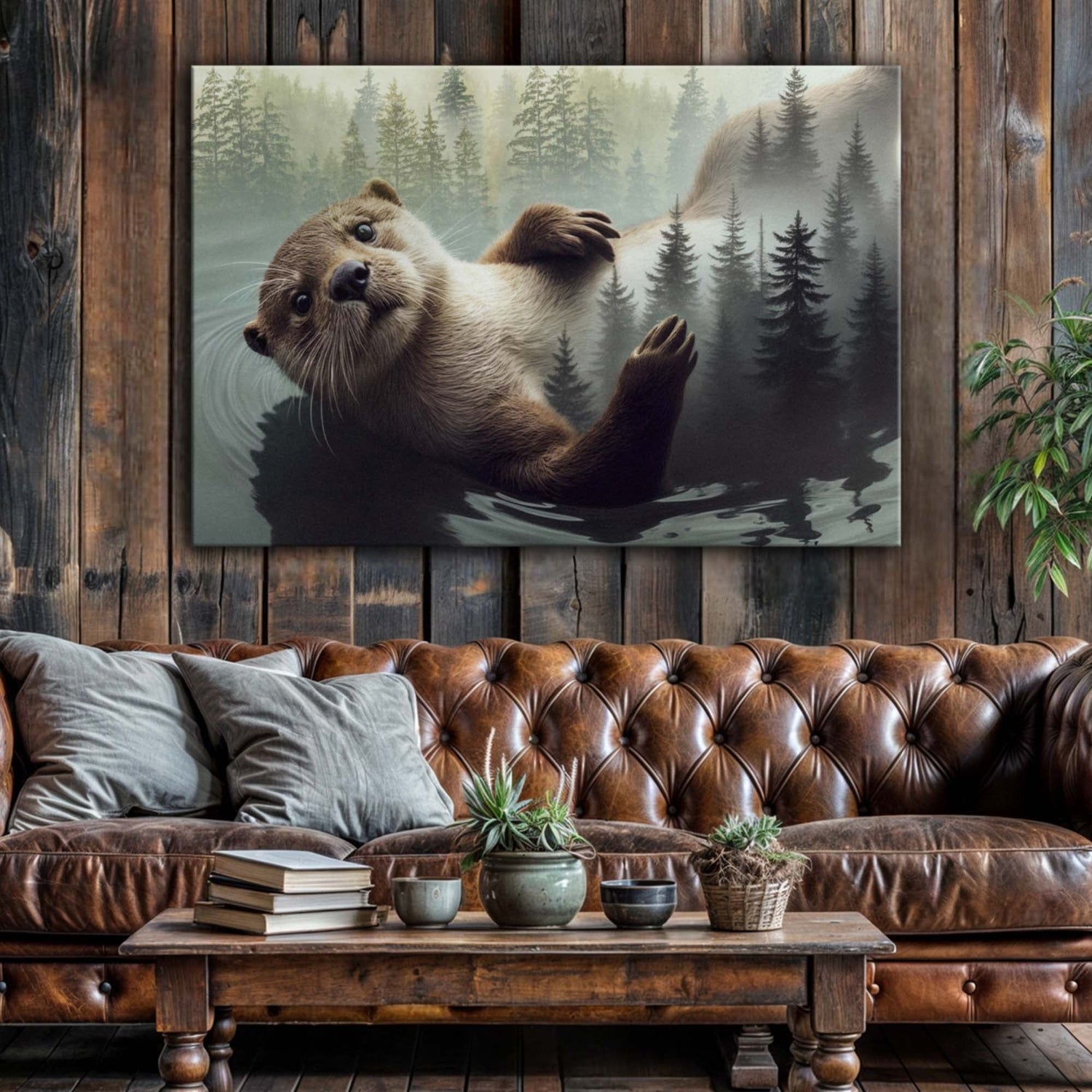 Otter Çift Pozlama Duvar Sanatı