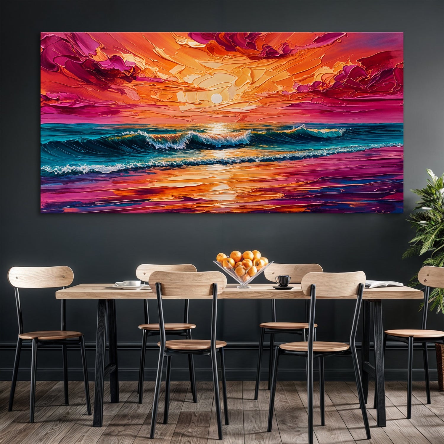Coastal Sunset Impasto Wall Art