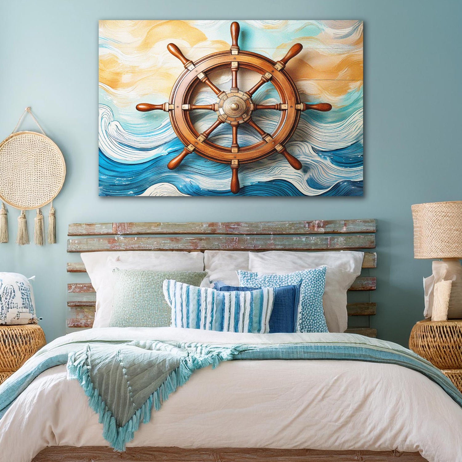 Sailboat Ship Wheel Coastal Wall Art II