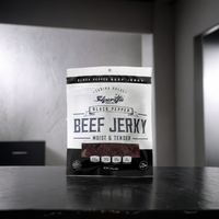 Sharifa Halal Beef Jerky, Black Pepper, (1) 2.85 oz. Bag – Great Everyday Halal Jerky Beef Meat Snack, 100 % Real Zabiha Halal Beef, 13g of Protein, 70 Calories, 0g Trans Fat, & 2g of Carbohydrates