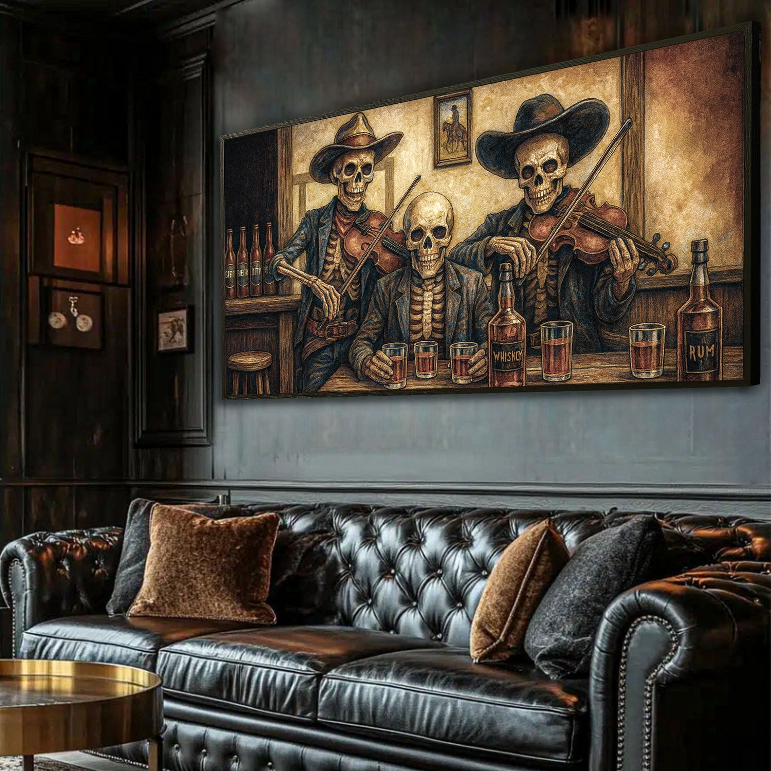 Cowboy Skeletons Western Bar Wall Art