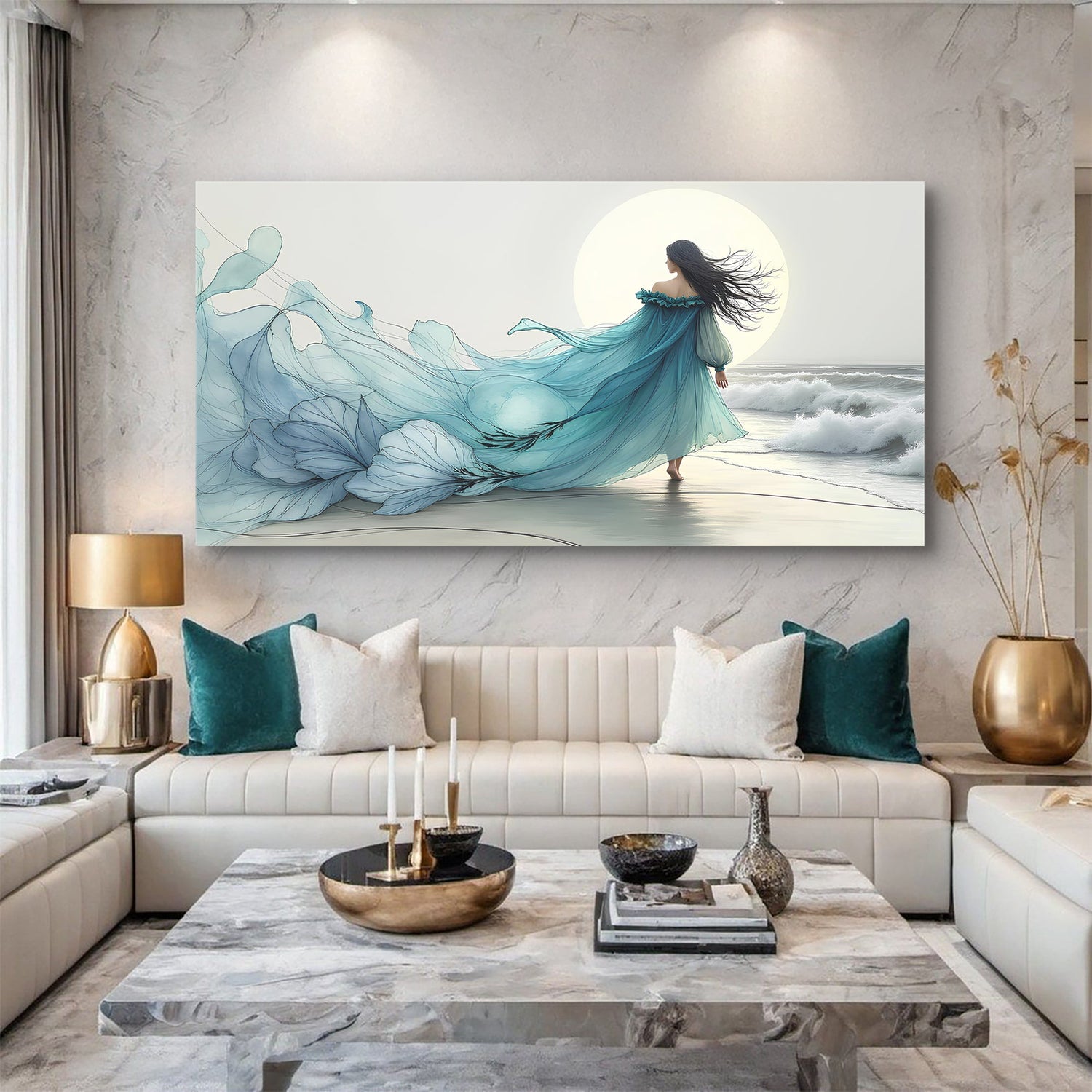 Swirling Winds by the Ocean Abstract Wall Art