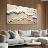 Beige Abstract Ocean Waves Wall Art