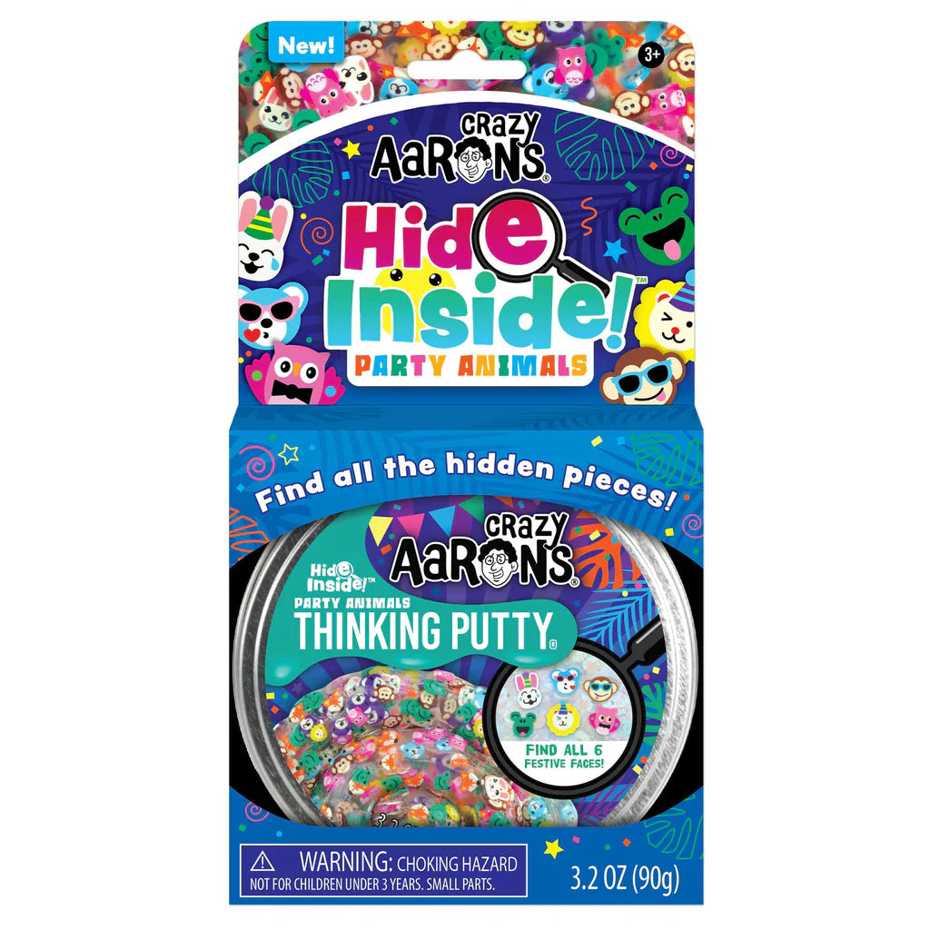 CRAZY AARON'S Thinking Putty - 4" HIDE INSIDE/PARTY ANIMALS