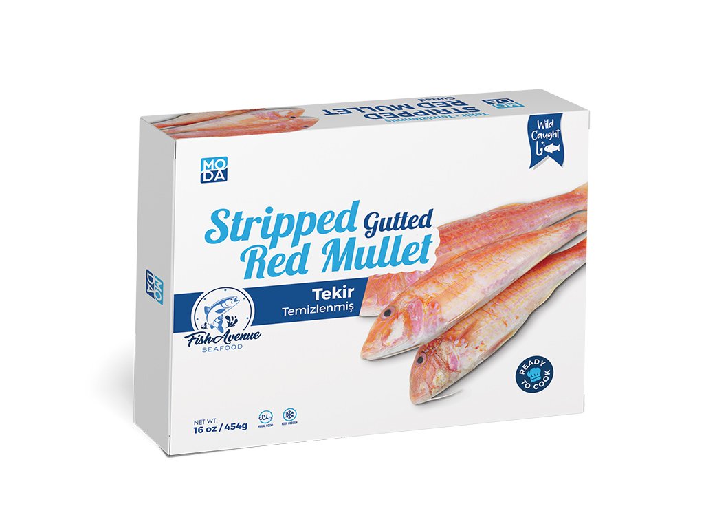 Moda Frozen Red Mullet (Temizlenmis Tekir), Wild Caught, Gutted, 16oz (454g)