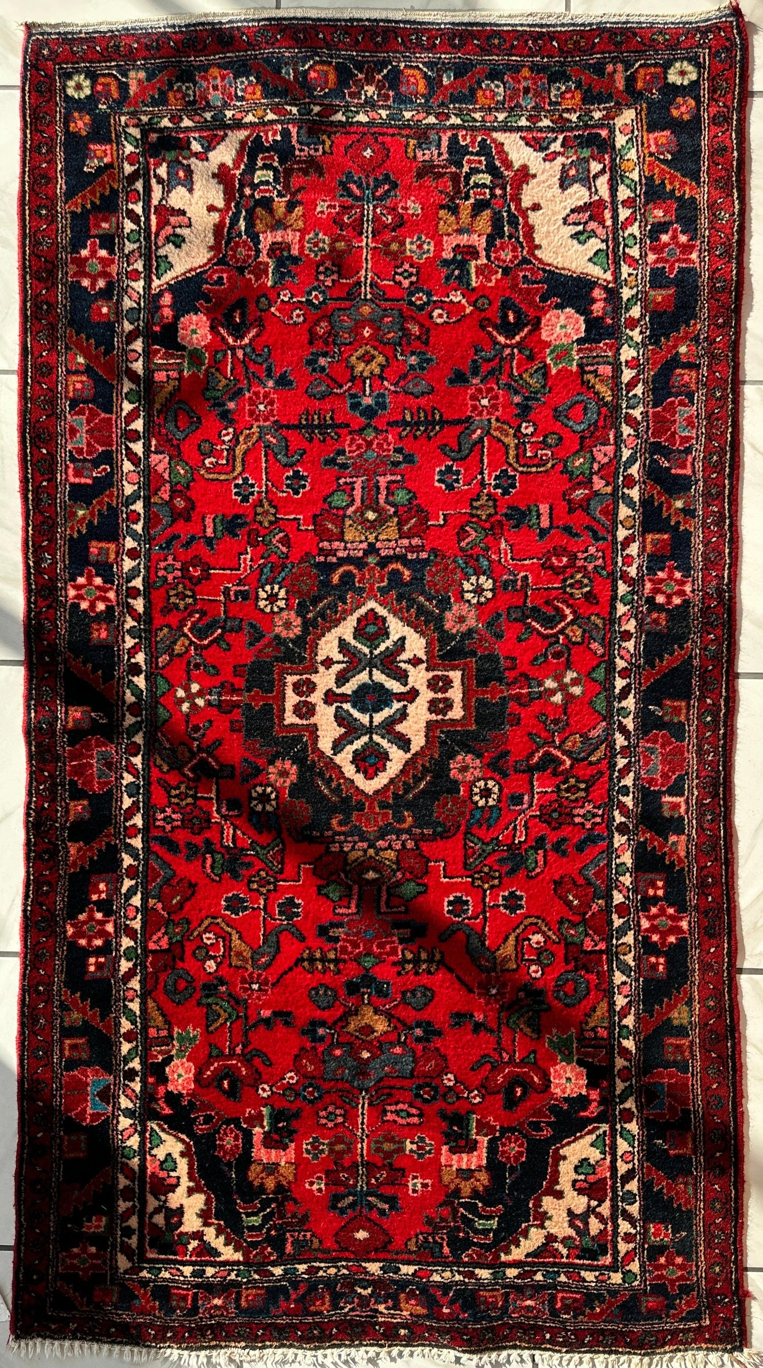 Hand-knotted Persian Hamadan wool Rug 3’8” x 6’4”