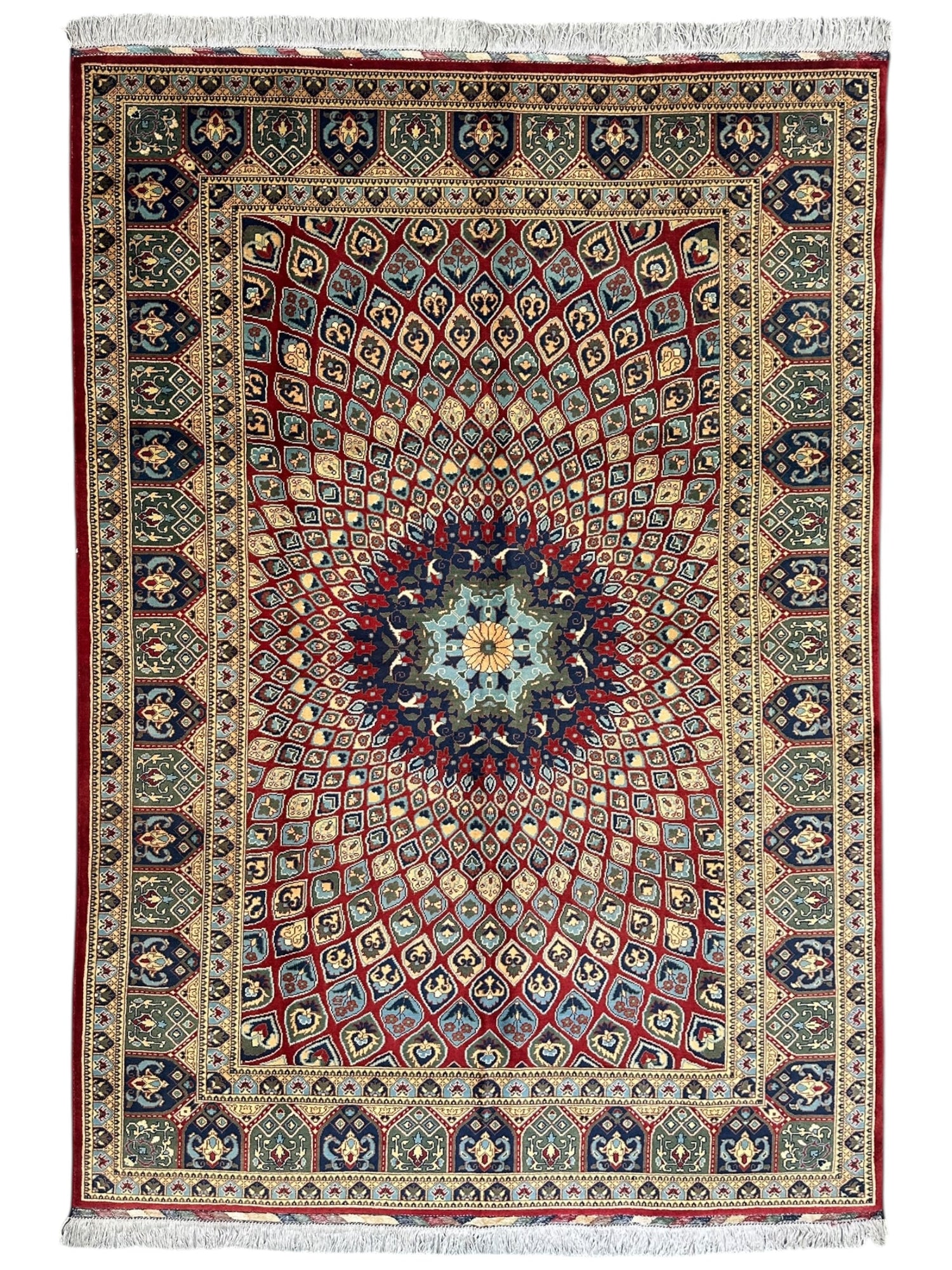 Afghani Parak Hand-Knotted Wool Rug | 6’6″ x 9’10″ Traditional Dome Motif