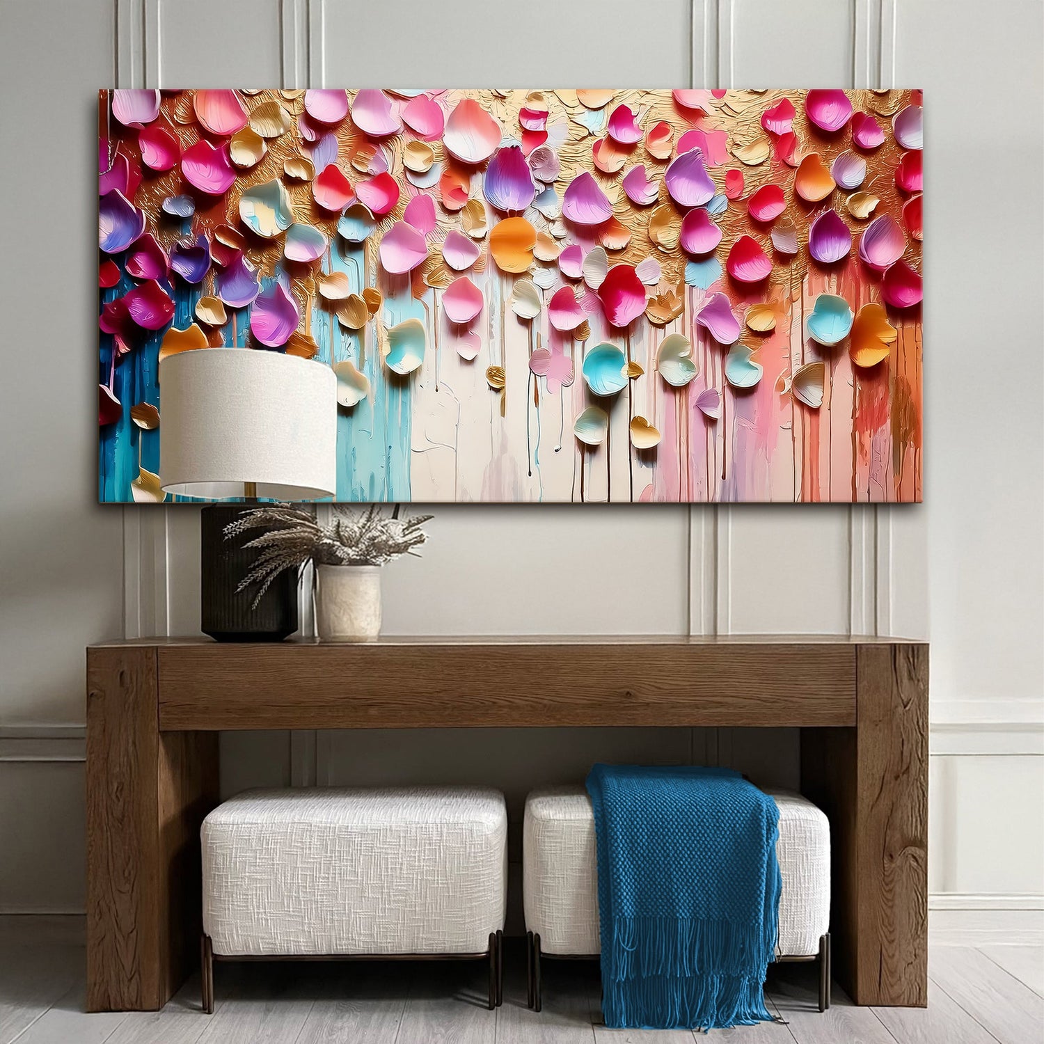 Canlı Yapraklar Empasto Duvar Sanatı