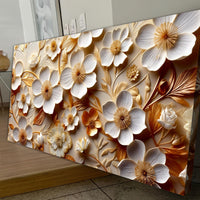 White And Golden Blooms Impasto Wall Art