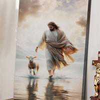 Jesus Protects The Lamb From Wolves Faith Wall Art XIII
