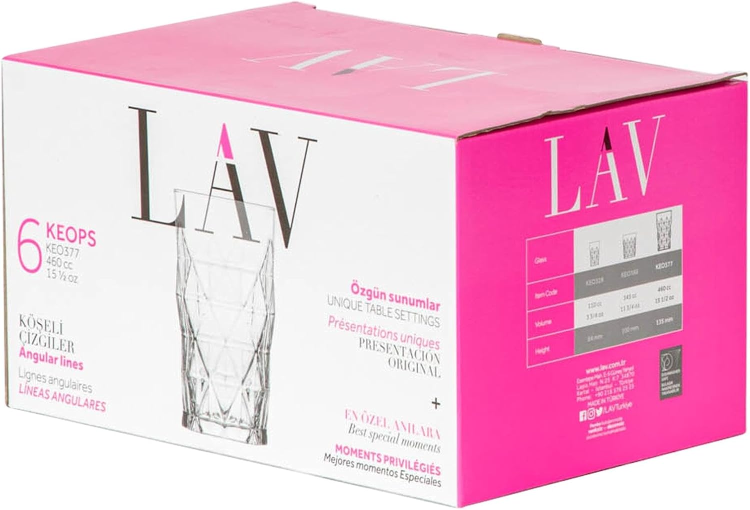 Lav Keops Glass 6Pc With Box