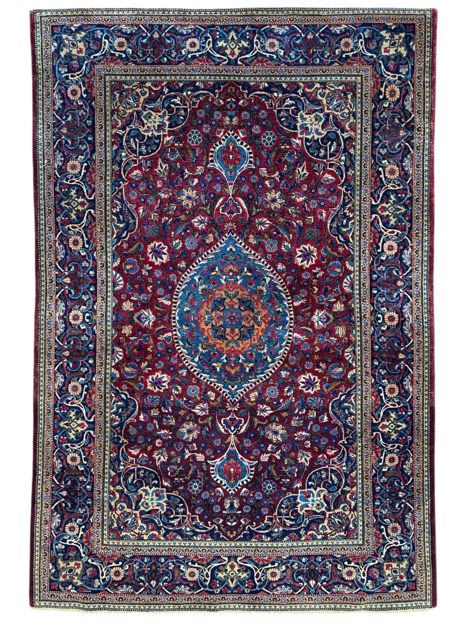 Antique Persian Kashan Debir Rug – 4’3” x 6’4” – Circa 1920s – Hand-Knotted Fine Wool