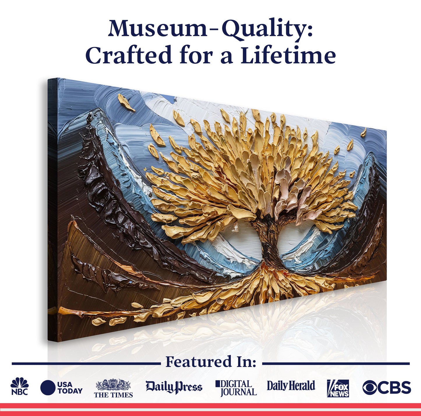 Golden Resilience Impasto Wall Art