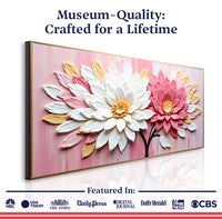 Blushing Blooms Pink Impasto Wall Art
