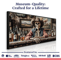 Skeleton Cowboy Barman At Western Saloon Wall Art