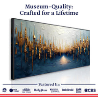 Golden Forest Reflection Abstract Impasto Wall Art