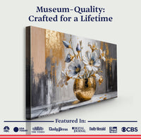 Magnolia Bloom in Gold Abstract Wall Art
