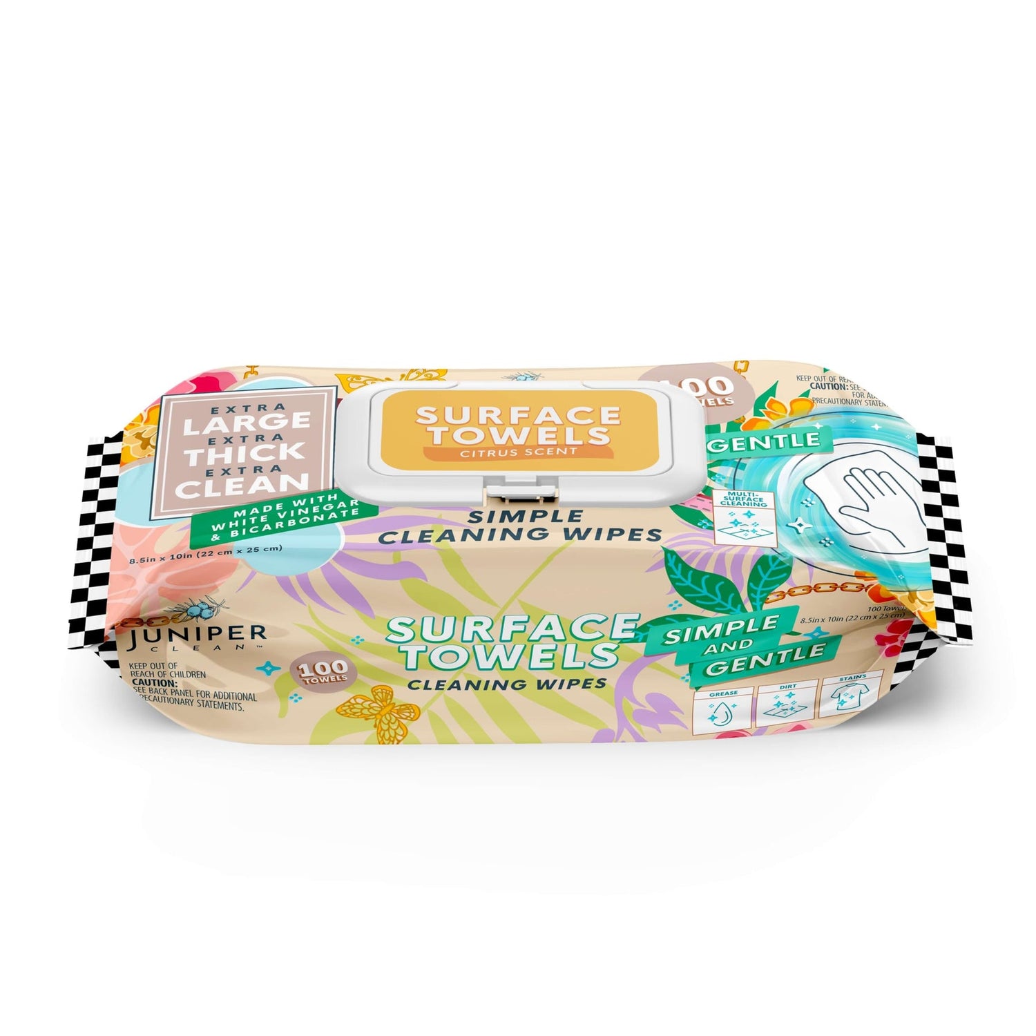 Single Surface Cleaning Wipes Bleach Free, Thick & Large Dispose, All-Purpose Cleaner for Bathroom, Kitchen, Office, 100 Count Soft Flow, Biodegradable