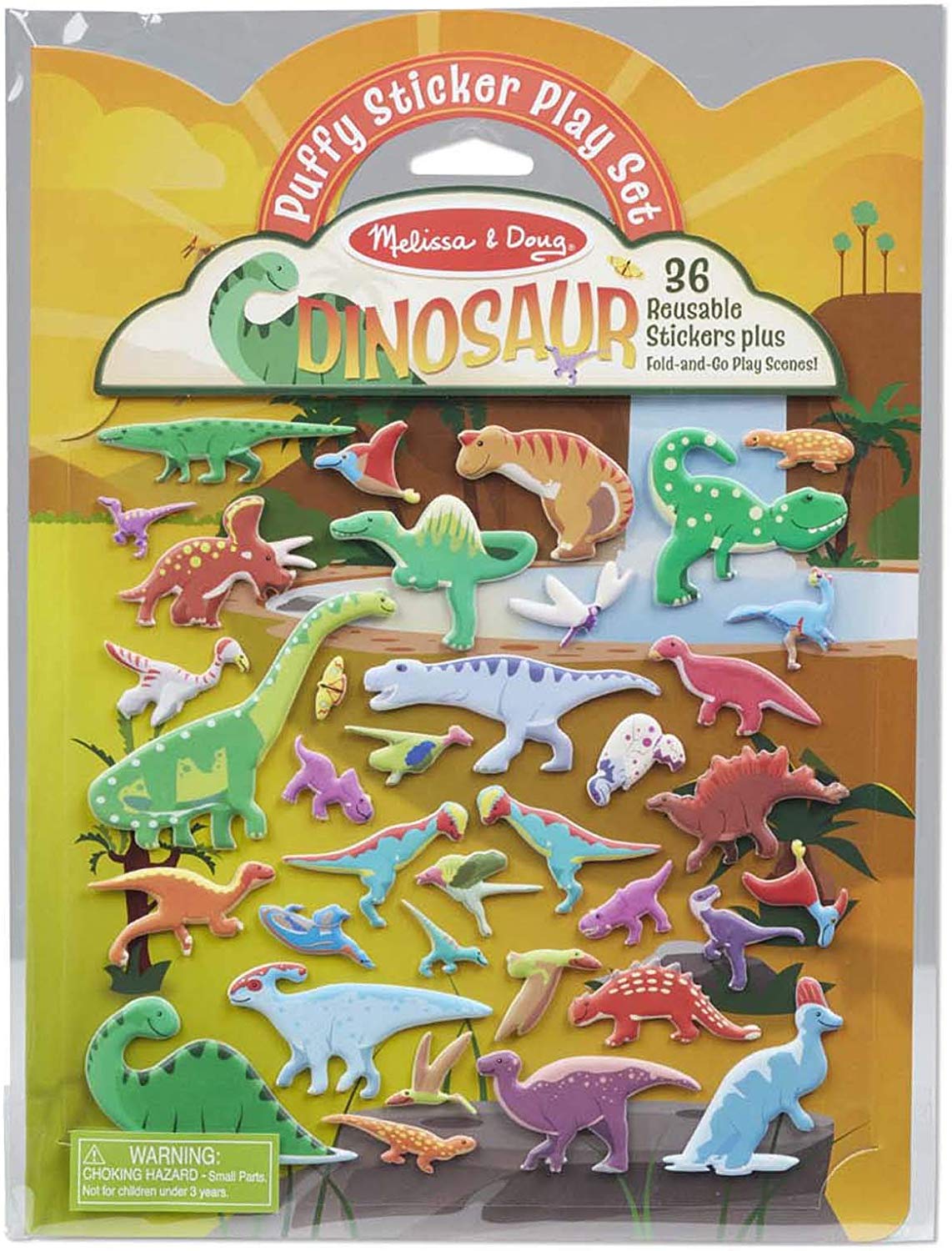 Melissa & Doug Dinosaur Puffy Sticker Play Set Travel Toy (Double-Sided Background, 36 Reusable Puffy Stickers, Great Gift for Girls and Boys - Best for 4, 5, 6, and 7 Year Olds)