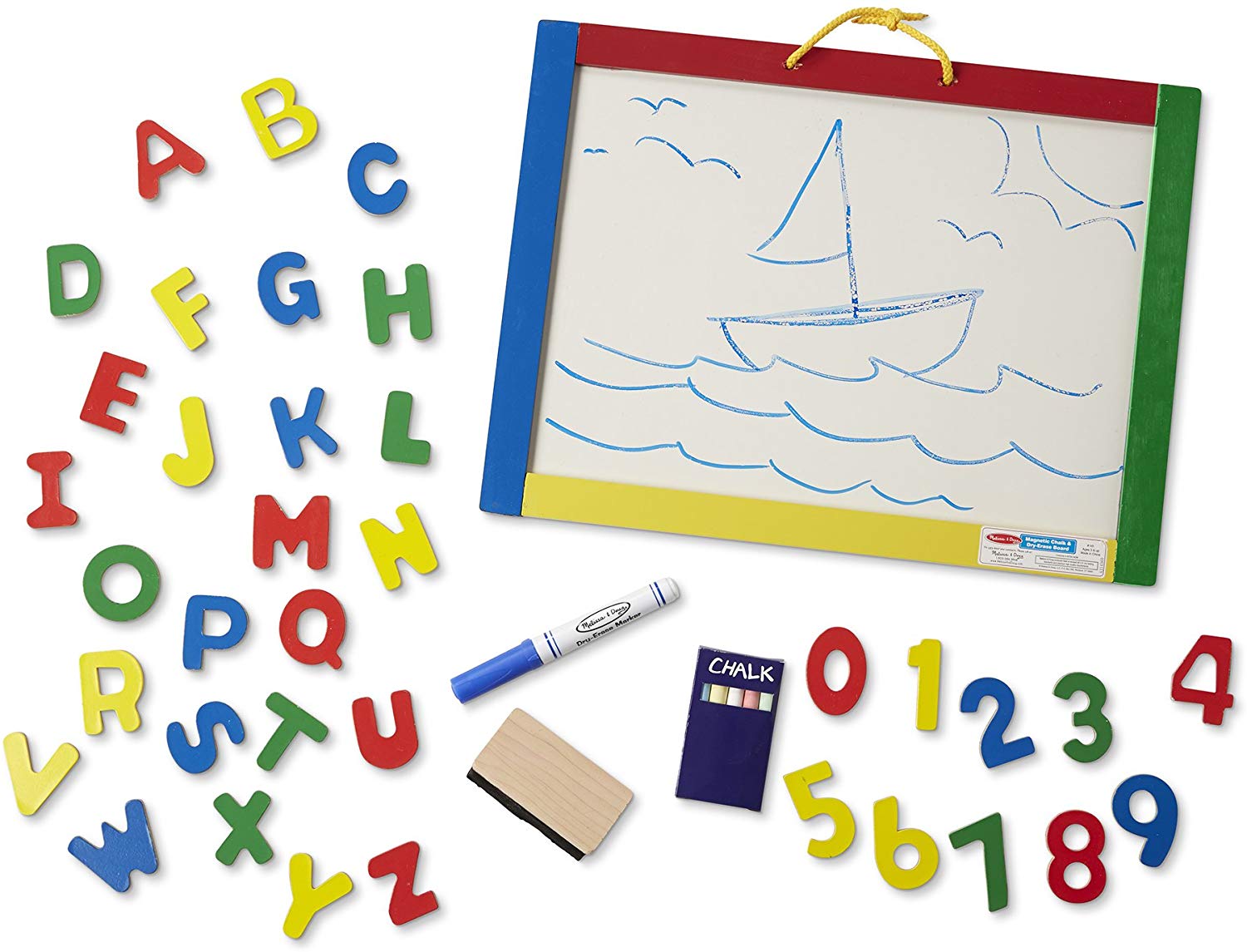 Melissa & Doug Magnetic Chalkboard and Dry-Erase Board With 36 Magnets, Chalk, Eraser, and Dry-Erase Pen