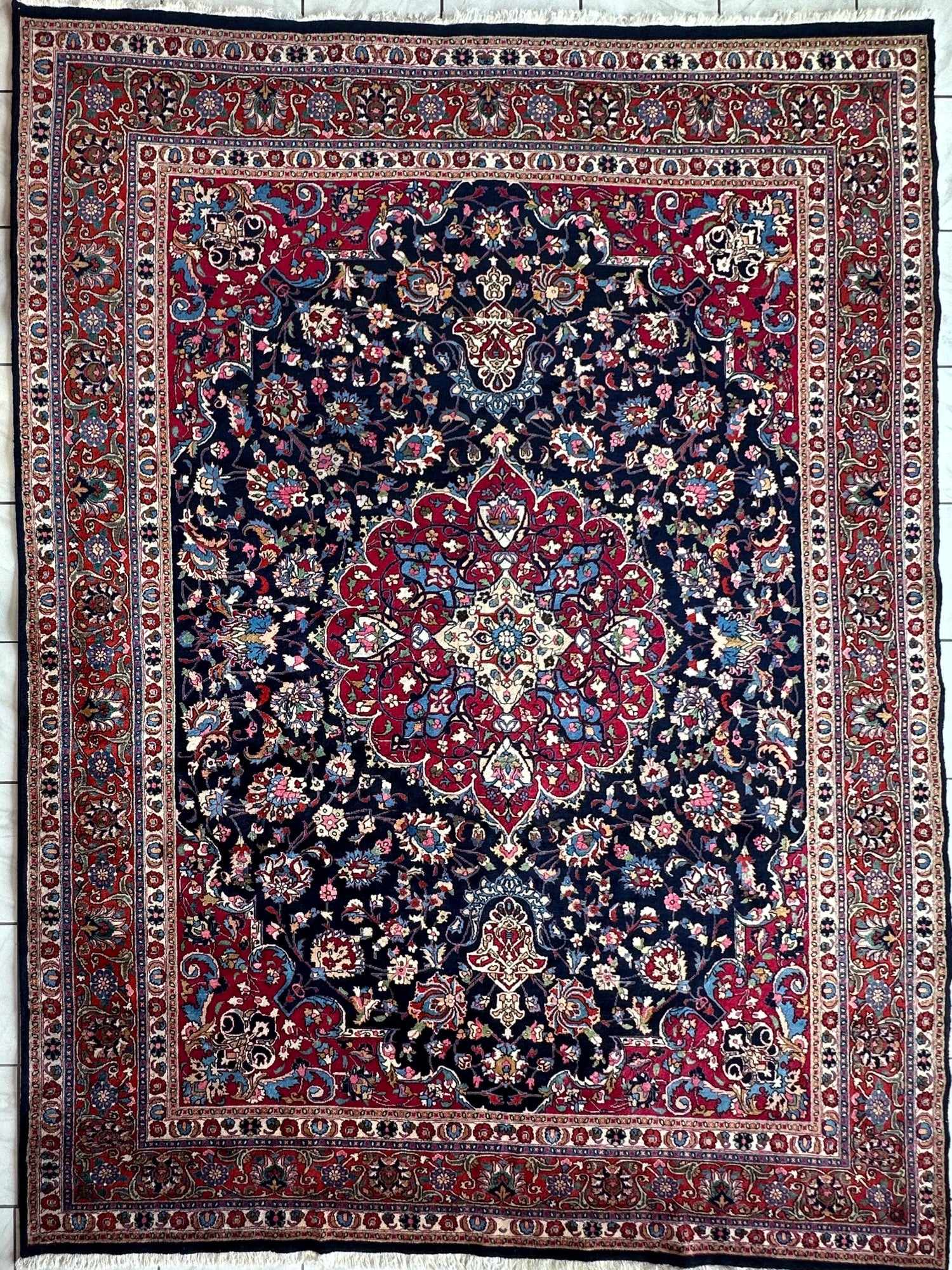 Farsça Meşhed El Dokuma Yün Halı 9'9” x 13'3”