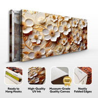 White And Golden Blooms Impasto Wall Art