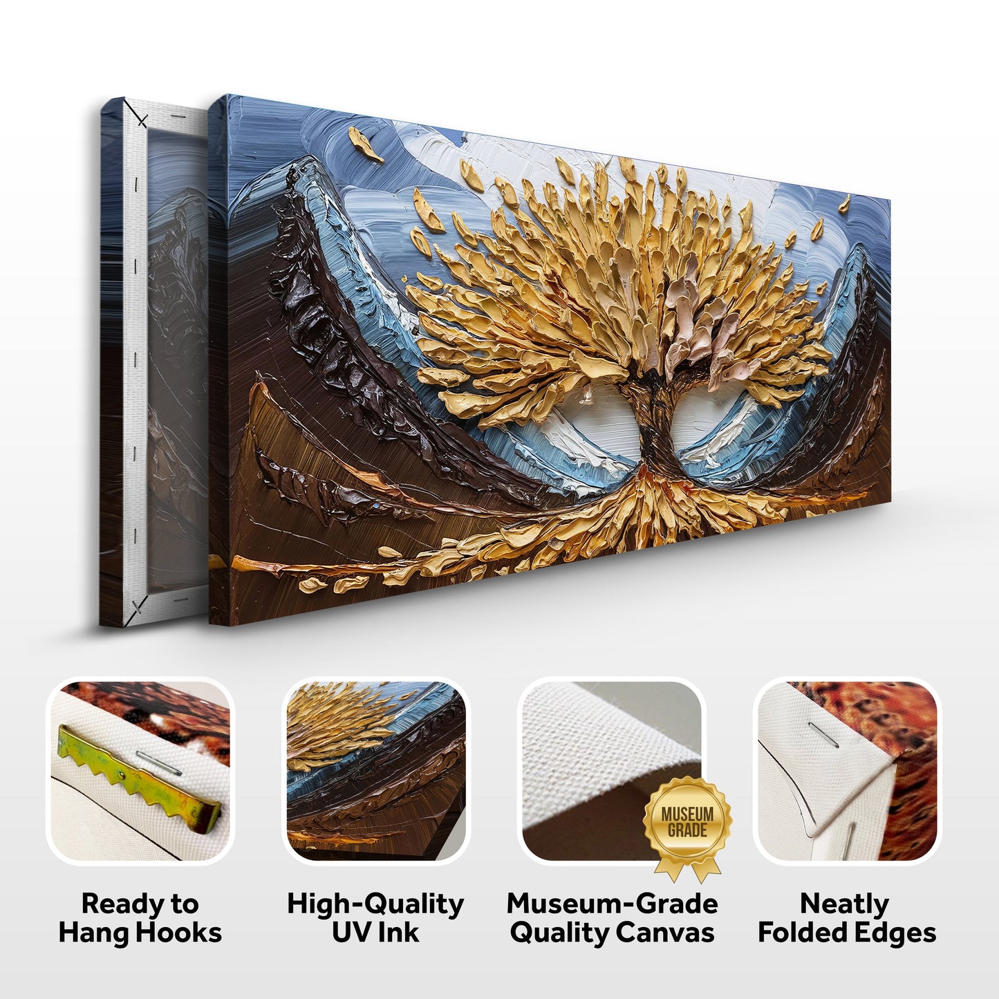 Golden Resilience Impasto Wall Art
