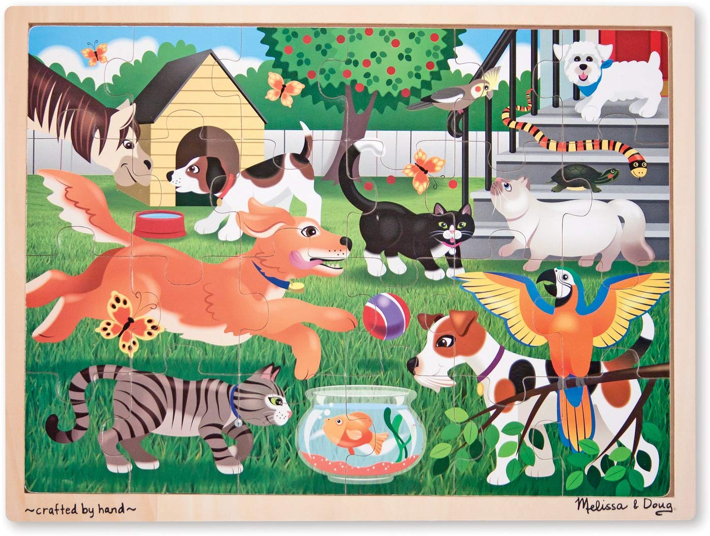 Melissa & Doug Pets at Play Wooden Jigsaw Puzzle With Storage Tray (24 pcs)