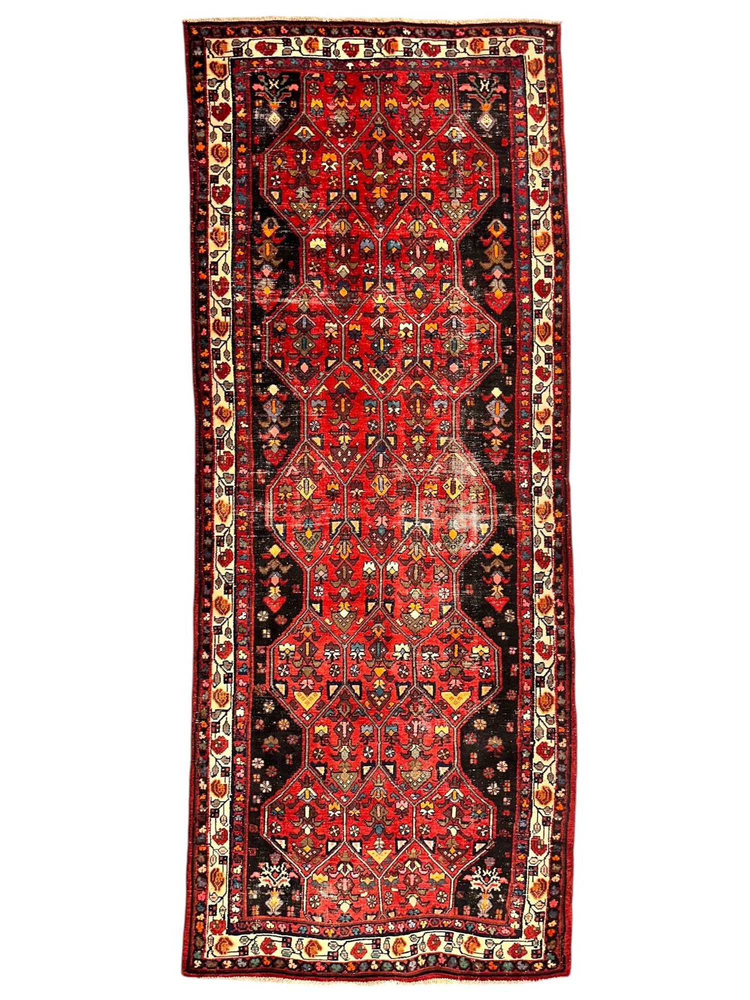Vintage İran Hosseinabad Halısı - 122 cm x 3,5 cm - El Dokuma Yün, 1950'ler civarı