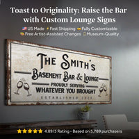 Personalized Basement Bar Sign: Rustic Modern Decor for Your Home Bar – Perfect Last Minute Anniversary Gift for Him