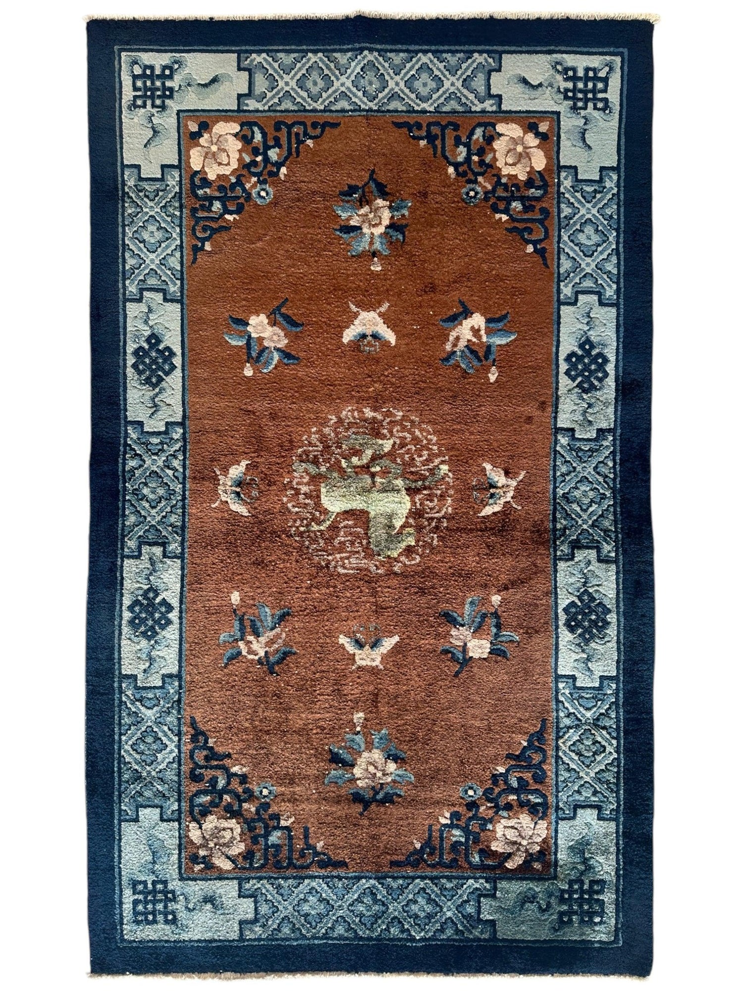 El Dokuma Çin İpek Pekin Halısı – 90x150 cm – Lüks Çiçek Desenli