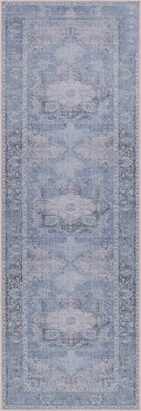 Ice Blue Flat Pile Washable Rug - Clearance