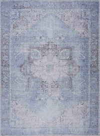 Ice Blue Flat Pile Washable Rug - Clearance