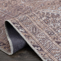 Barny Brown Flat Pile Washable Rug
