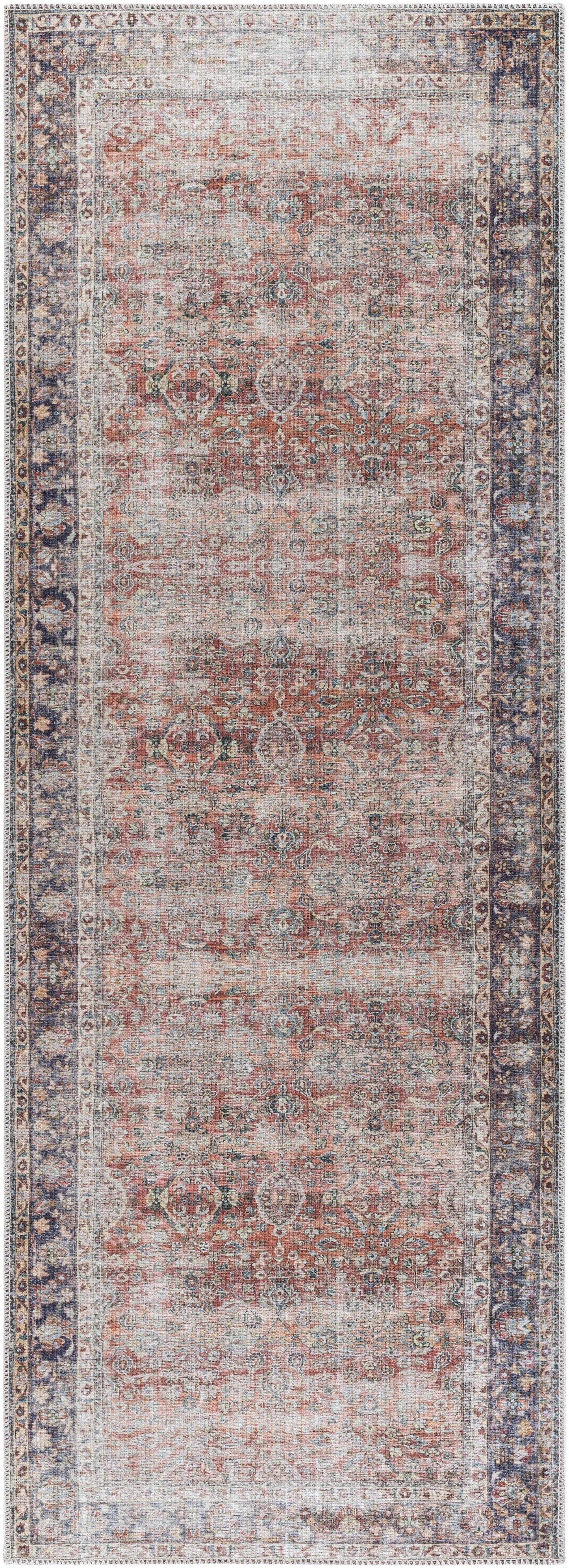 Rust Anahawan Distressed Washable Area Rug - Clearance