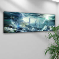 Pirate Ship In A Bottle Canvas Wall Art