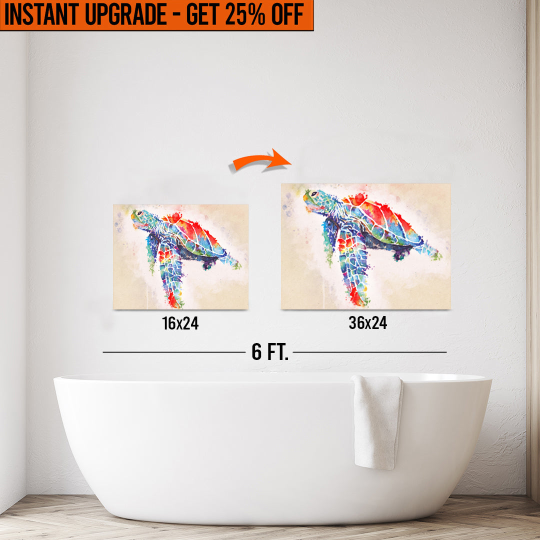 Upgrade Your 24x16 Inches 'Coral Reef Sea Turtle Watercolor' Canvas To 36x24 Inches