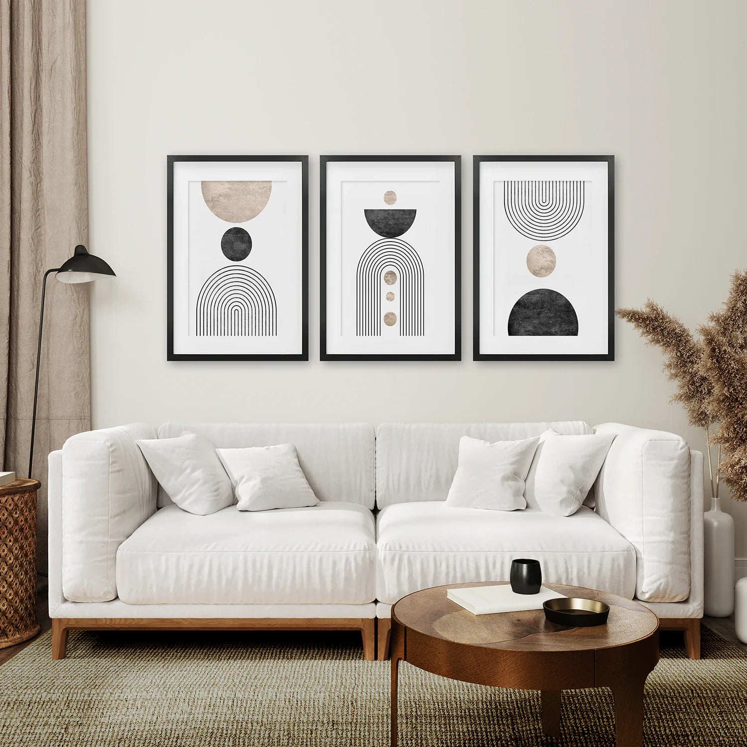 Minimalist Wall Art Set - Modern Art Prints of Black Rainbow