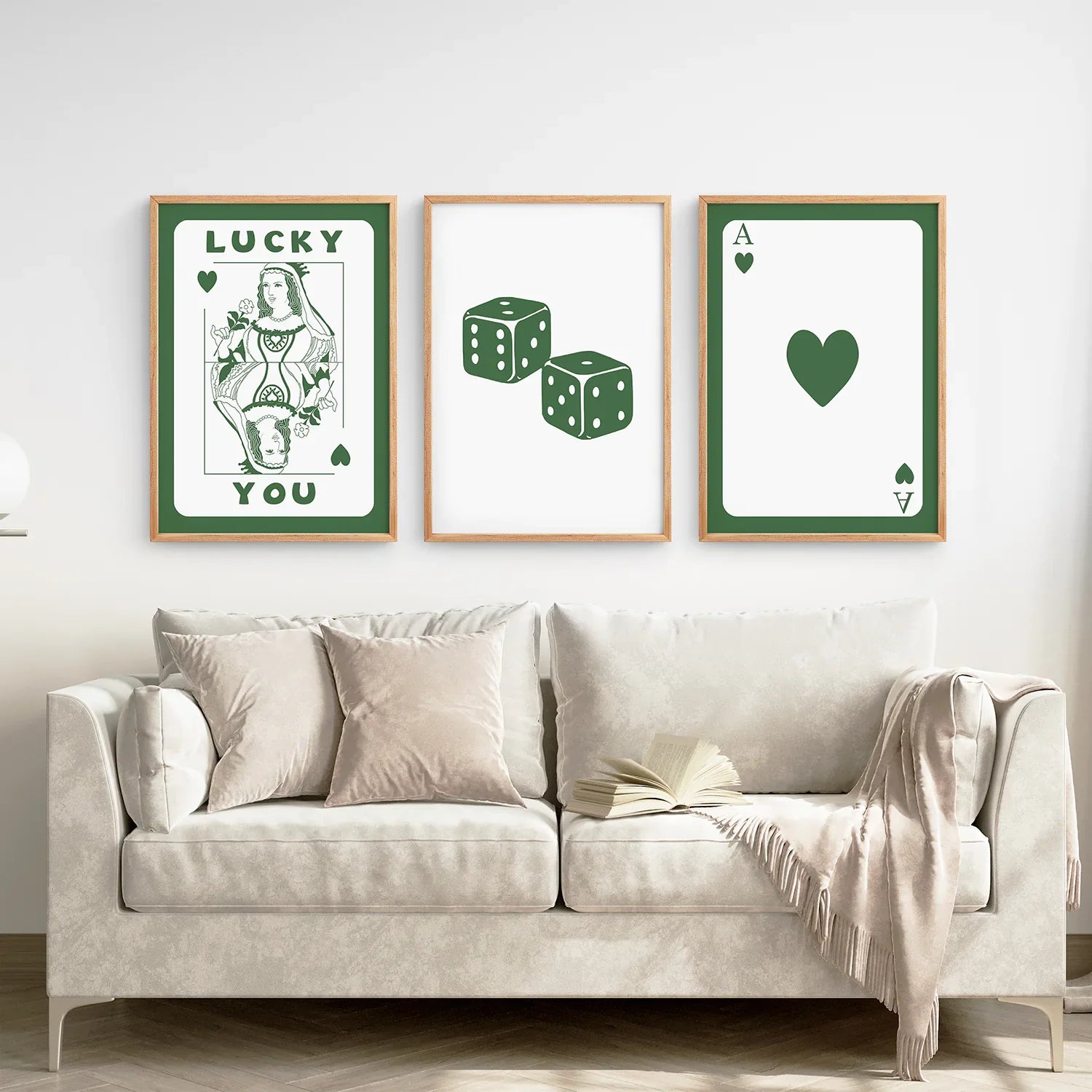Vintage Poker Card Set of 3 Pieces Trendy Wall Art