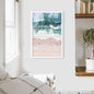 Aerial Coastal Ocean Wall Decor. Pink Beach, Blue Waves