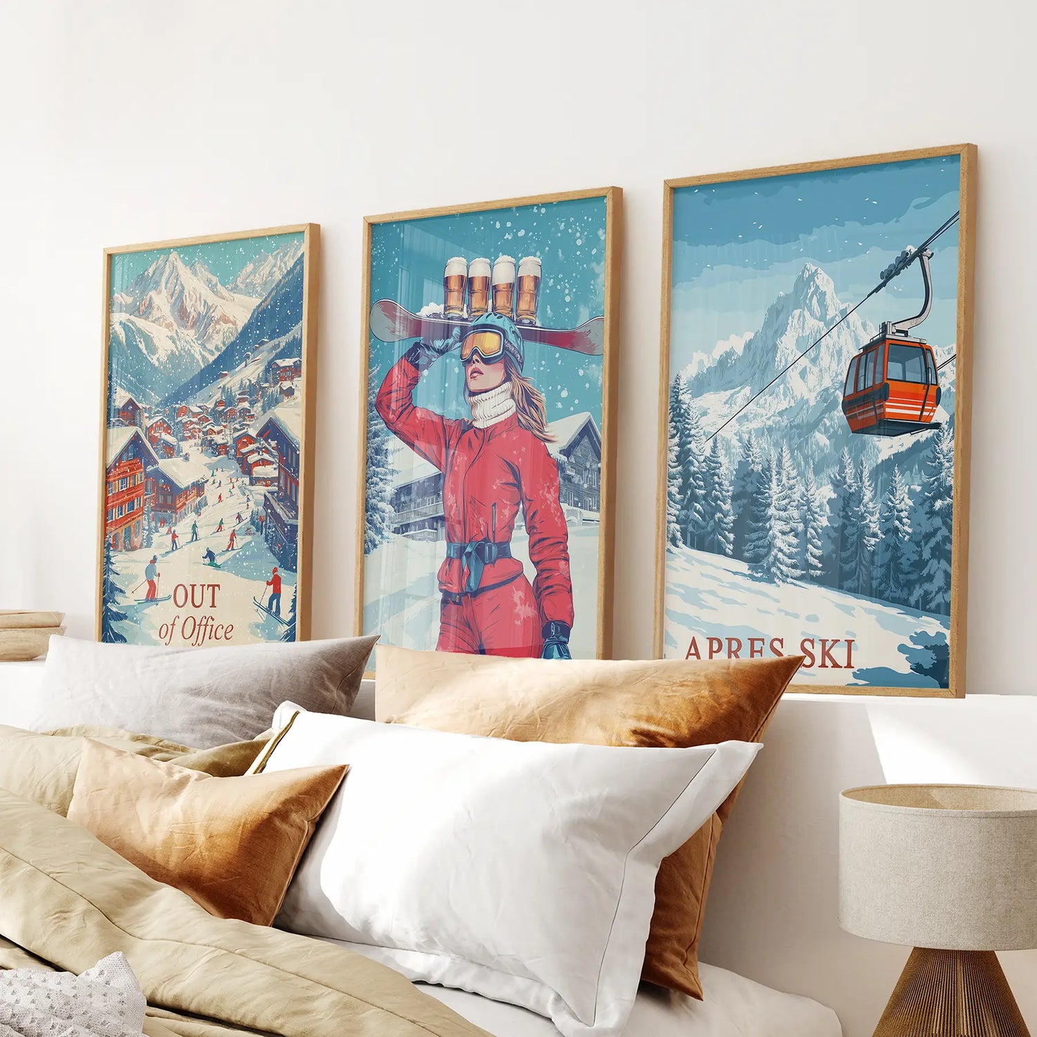 Vintage Apres Ski Resort Set of 3 Prints. Winter Sports Decor
