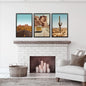 Arizona Desert Travel Art. Grand Canyon, Retro Van, Cactus