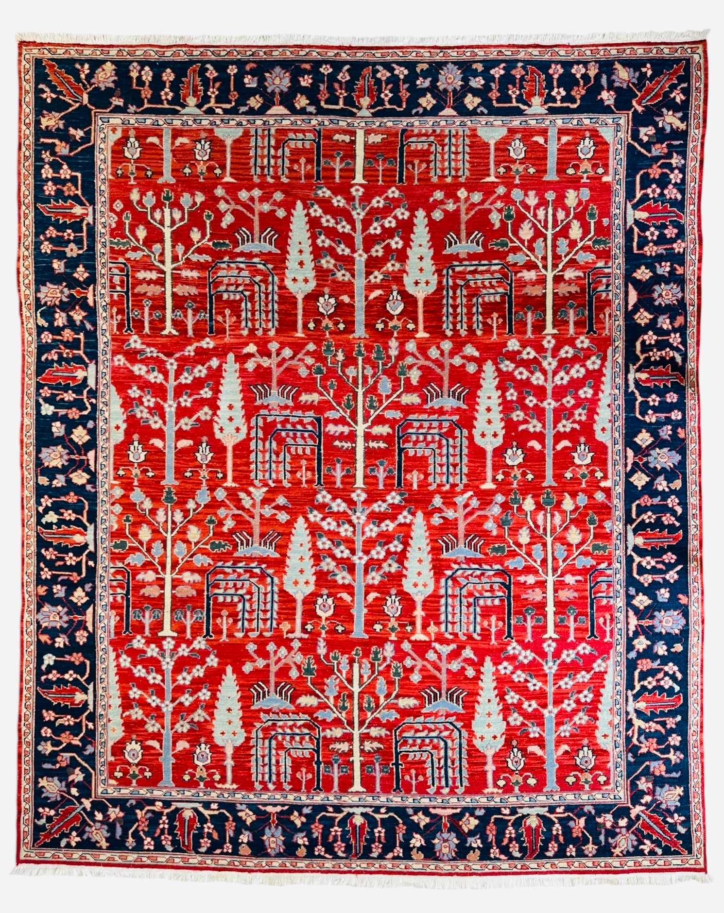 El Dokuma Soumak Çok Renkli Yün Halı – 2,4 m x 3 m