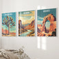 3 Piece USA National Park Art. Big Bend, Arches, Joshua Tree