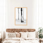 Black White Boho Summer Poster. Surfboard, Palm Trees