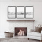Black White Minimalist Beach Wave Wall Art. 3 Piece Decor