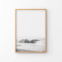 Black White Boho Tropical Wall Decor. Surfer, Waves